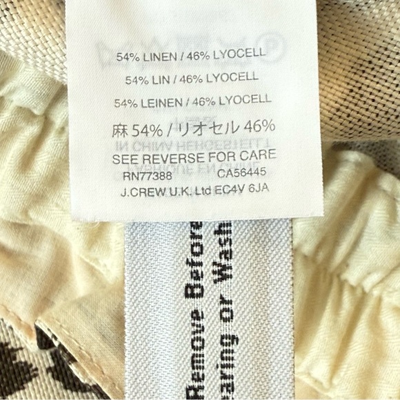 J. Crew Linen Blend Animal Print Cropped Pants Size 2 - Picture 7 of 9